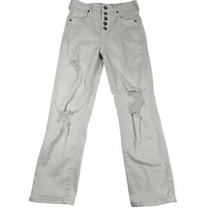 True Religion Starr Distressed JeansHigh-rise Button Fly Denim Gray Wash‎ 26Wx25